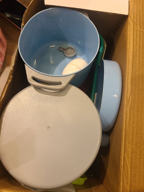 Photo 1 of 130Pcs Kitchen Playset, Toddler Pretend Cooking Play Pots, Pans, Utensils Cookware, Daily Food Fruit Veges, Shopping Storage Basket, Dessert, Prop Money, Learning Gift for Child (Blue)