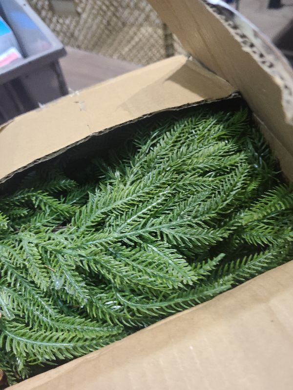 Photo 1 of 10 Pcs Christmas DIY Green Wreath 10 Inch Artificial DIY Faux Plain Wreaths Front Door Green Farmhouse Cabinets Indoor Outdoor Wall Decor(Norfolk Pine)