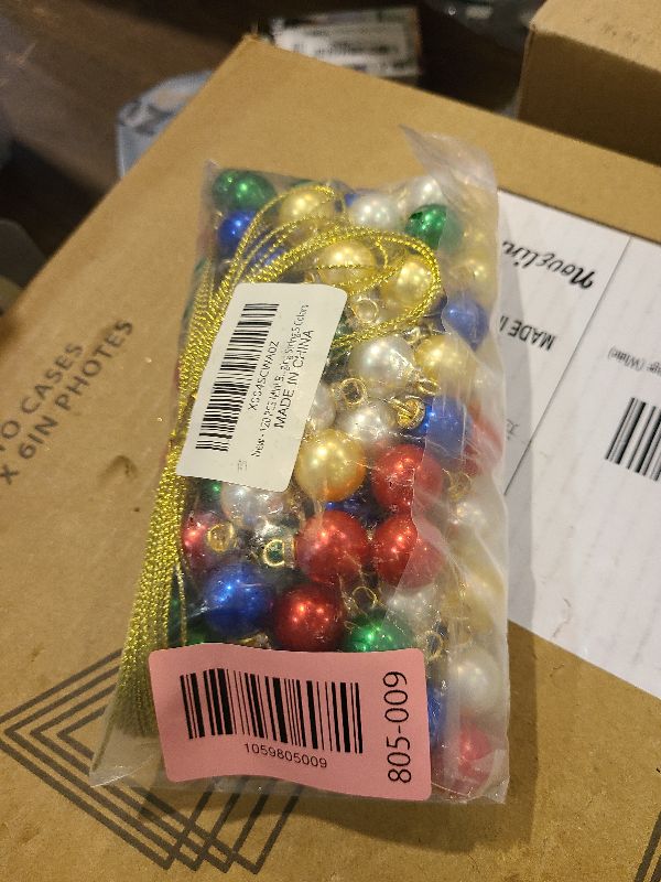 Photo 1 of 120 PCS Christmas Mini Balls Ornaments with Gold Hanging String,5 Colors Imitation Pearl Pendants,Mini Xmas Tree Ornaments,Small Vintage Glitter Balls for Holiday Party Outdoor Indoor Decorations