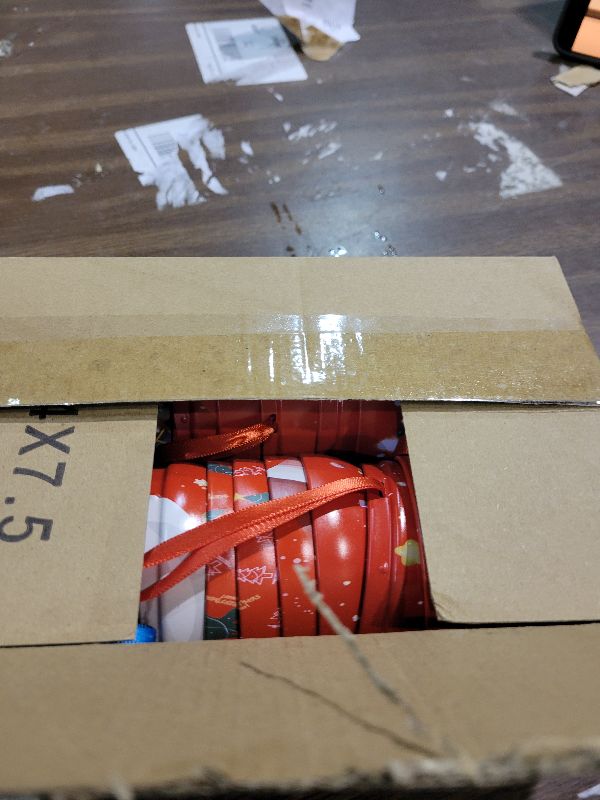 Photo 1 of 12 Pack Christmas Candy Ball Box Hanging Decorations,Tinplate Christmas Tree Balls Jars Pendant for Xmas Decor,Kids Gifts