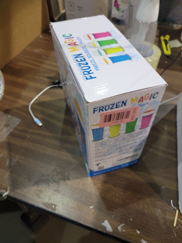 Photo 1 of 2 Pack Slushie Cup, Slushy Maker Cups, Magic Quick Frozen Squeeze Cups for Ice Cream Juice Milk Yogurt, DIY Smoothie Cooling Cup with Lid and Straw for Kids Friends Family (Blue and Pink)