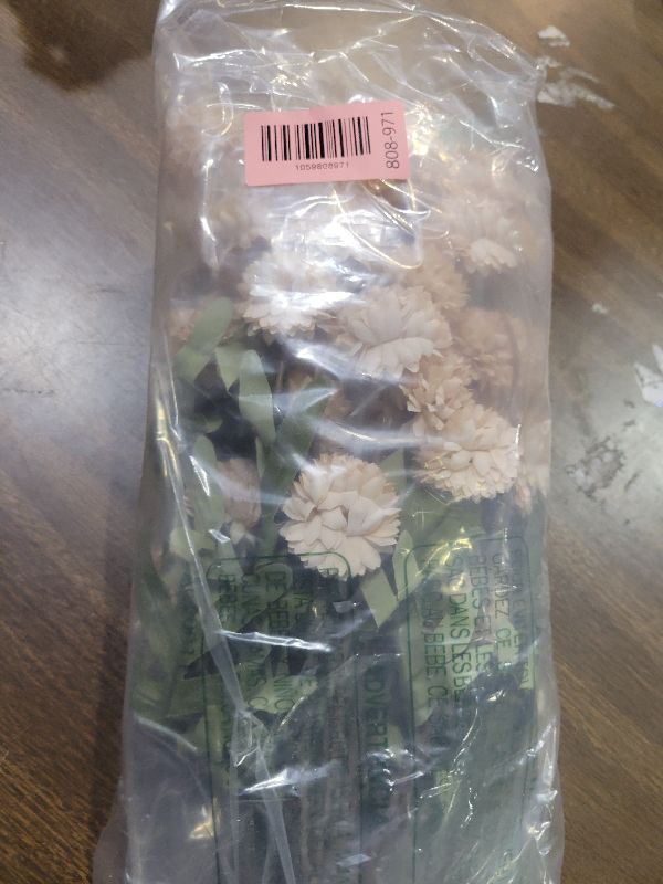 Photo 1 of 10 Pcs Fake Flowers, Artificial Mums with Long Stems, Beige Faux Pompon Mums Floral Arrangement, Champagne Plastic Flowers Silk Dried Flowers Home Decor, Fall Decorations for Home Vase(No Vase)