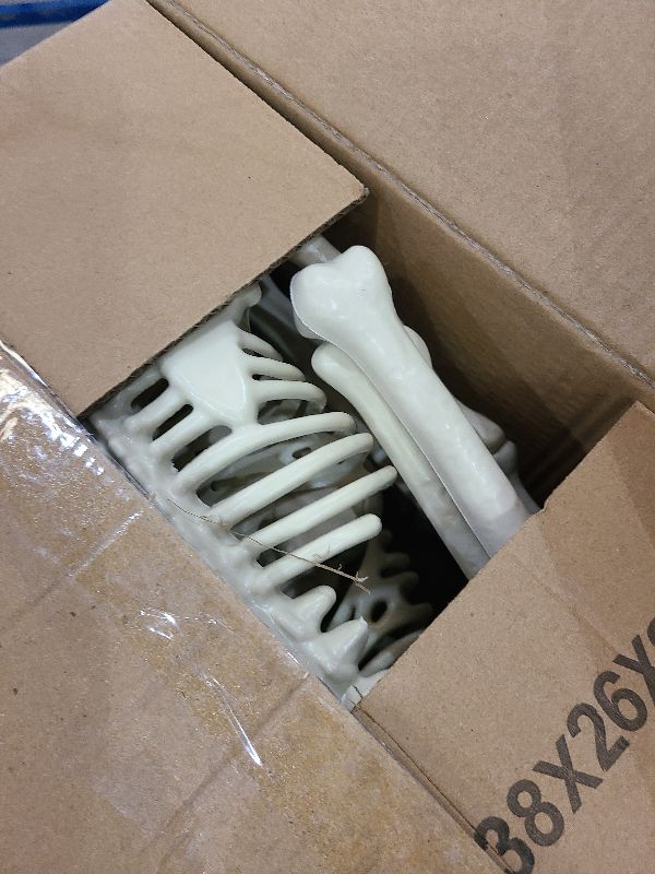 Photo 1 of 2 Pack 36" Halloween Skeleton Decorations, 3FT Realistic Full Body Movable Posable Joints Skeleton, Creepy Halloween Plastic Human Bones for Party Decor Lawn Haunted House Graveyard Props Outdoor