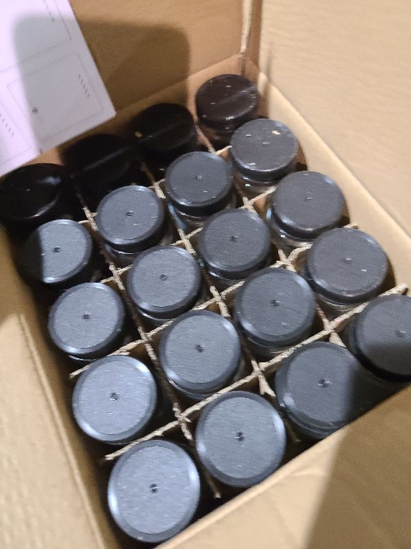 Photo 1 of 20 PACK 2 oz Glass Shot Bottles w/ Black Lids & 20 Labels - Small Clear Jar for Ginger, Wellness Shot, Juice, Sample, Whiskey - Travel Essentials Mini Bottles - Wide Mouth, Leakproof, Dishwasher Safe