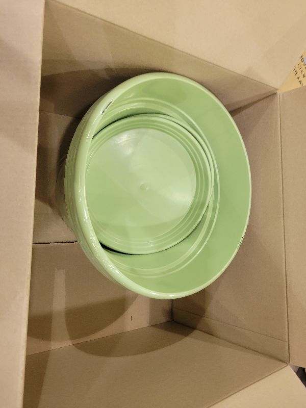 Photo 1 of 13 Inch Plastic-Flower-Pot-for-Indoor-Plants, 4 Pack Large Outdoor Planter Pot with Drainage Holes & Saucers, Resin Decorative Garden Pots Planters