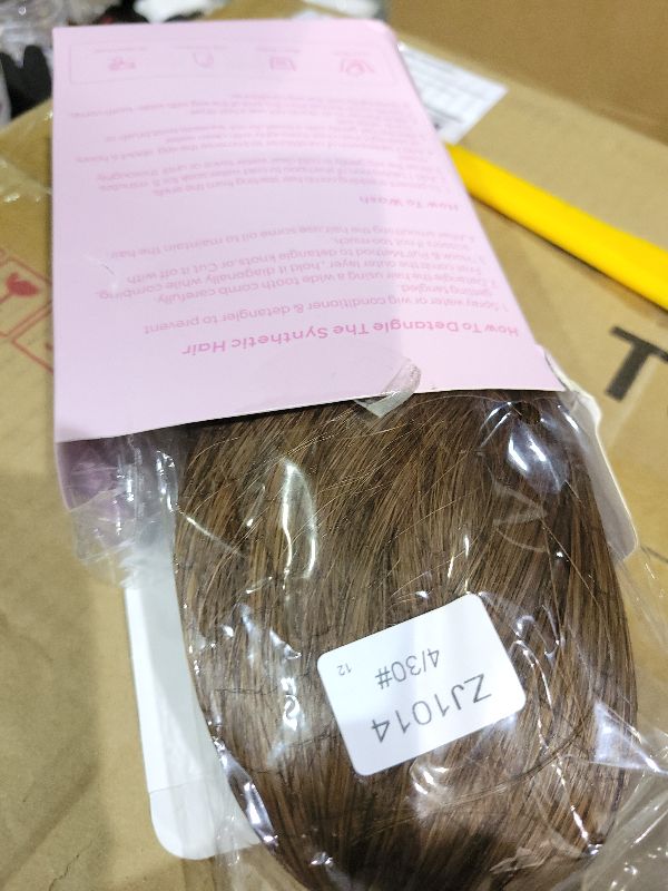 Photo 1 of 14 Inch Ponytail Extension - Clip in Ponytail Hair Extensions, Curly Wavy Pony Tails Hair Extensions, Synthetic Claw Clip Ponytail Extension for Women (Color: Medium Brown Mixed Honey Blonde)