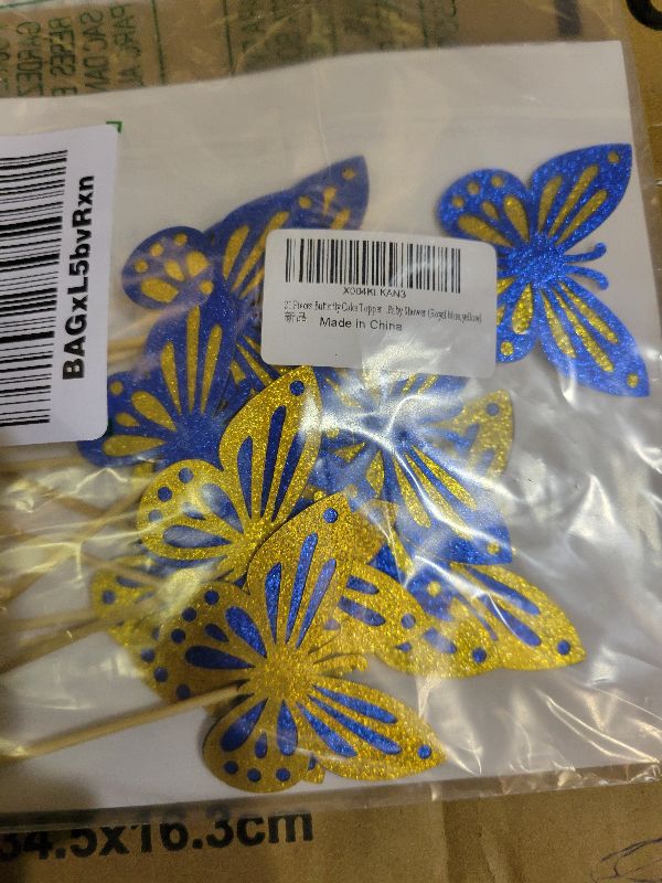 Photo 1 of 13 Pieces Butterfly Cake Toppers With Happy Birthday Cake Toppers 3D Pink Gold Butterfly Cake Decorations for Girls Women's Birthday Party Wedding Cake Decor Baby Shower (Royal Blue,Yellow)