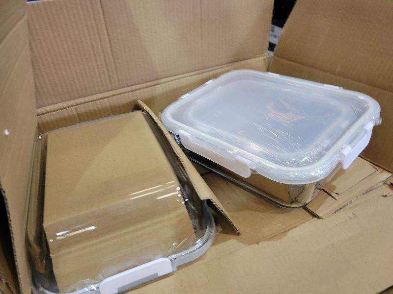 Photo 1 of [80 oz & 36 oz]Extra Large Glass Food Storage/Baking Containers Set with Lids, 2 Pack 80 oz(10 cup)&2 Pack 36 oz (4.5 cup)Airtight Glass Container,Microwave,Oven,Freezer and Dishwasher, White