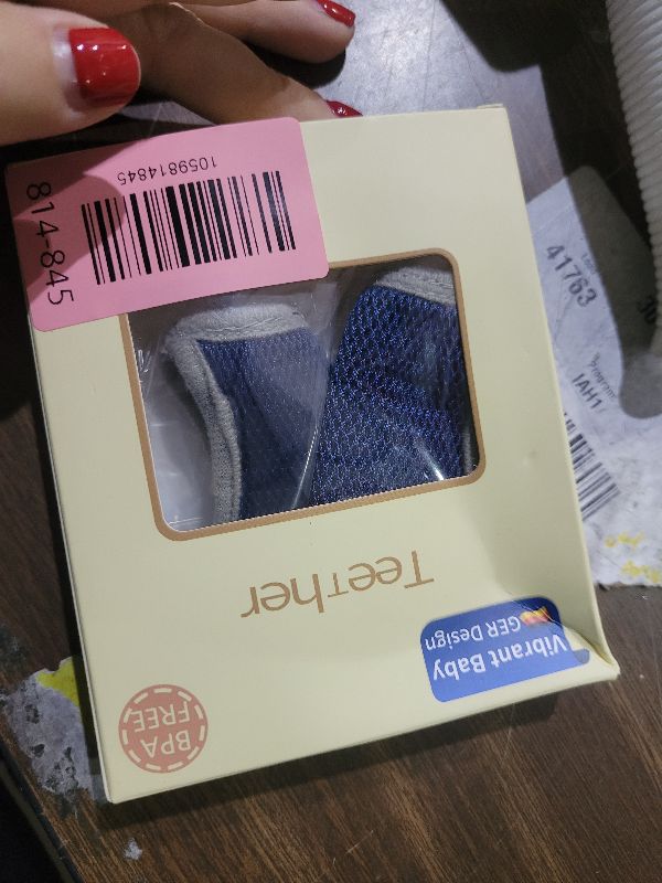 Photo 1 of 2 Pieces Silicone Toddler Baby Finger Guard with Breathable Wrist Band Thumb Kit to Prevent Children from Sucking Fingers (Blue)