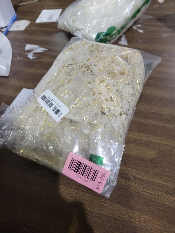 Photo 1 of Artoid Mode Beige Gold Gauze Table Runner 120 Inch 10FT, Glitter Metallic Foil Sheer Dining Wedding Anniversary Holiday Birthday Table Decor for Home Party