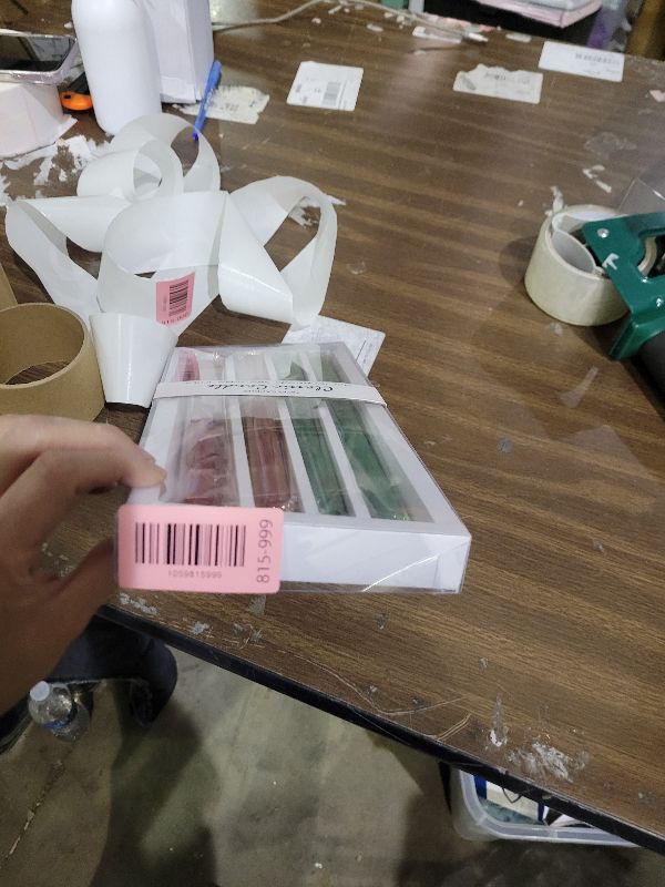 Photo 1 of 10 Inches Green and Burgundy Unscented Taper Candles for Christmas, 4 Pcs 7/8 Inch Thin Candlesticks for Dinner, Party, Home Decoration and Emergency