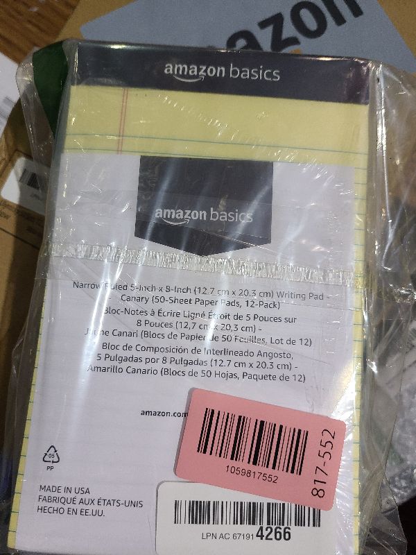 Photo 1 of Amazon Basics 50 sheet Narrow Ruled Lined Writing Note Pad, 5 inch x 8 inch, 12 Pack, Canary