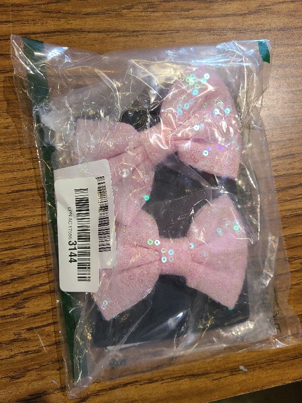 Photo 1 of 2-Pack 4-Inch Love Fairy & Glitter Sequin Bow Hair Clips-Sparkly Fashion Alligator Barrettes for Girls, Kids & Women, Pink