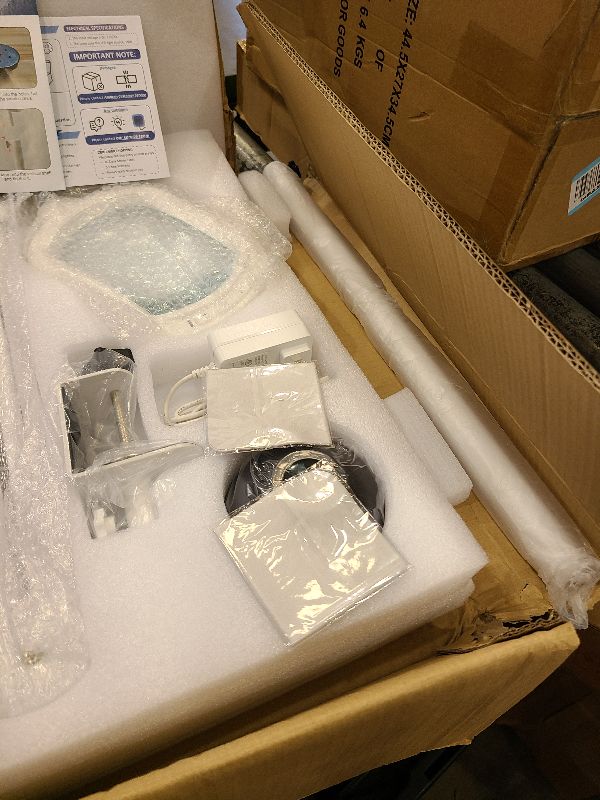 Photo 1 of 10X Magnifying Glass with Light and Stand, Large Rectangle Optical Glass Lens Floor lamp with 5 Wheels Rolling Base, 5 Color Modes LED Lighted Hands Free Magnifier for Reading Esthetician Facial Craft