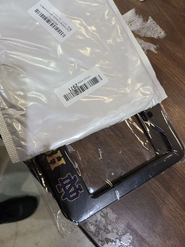 Photo 1 of 2 Packs Matte Black for Notre Dame Fighting Irish License Plate Frames -2 Holes License Plate Holder for ND,Universal Aluminum Tag Frame for License Plate for Front and Rear Car Tags