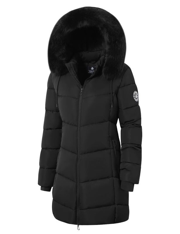 Photo 1 of ***FACTORY SEALED*** ASPO Women's Winter Puffer Coats Thicken Fleece Lined Waterproof Parka Warm Down Jacket Faux Fur Detachable Hood Hiking Snow Black L