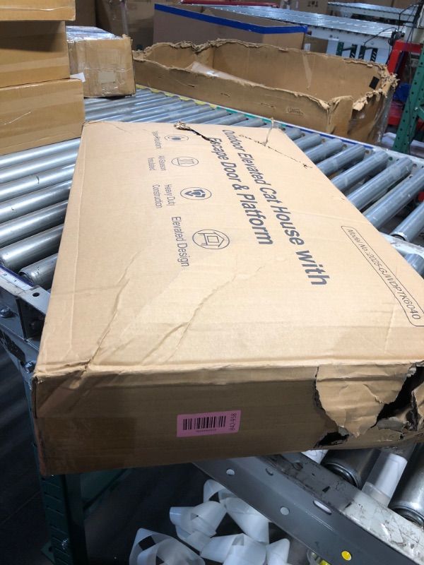 Photo 1 of ***FACTORY SEALED***Heated Cat House for Outside,More Platform Space,Extremely Weatherproof & Insulated in Winter,Elevated Outdoor Cat Shelter with Eaves & Escape Door for Barn Feral Stray Cat(Dark Green,Large)