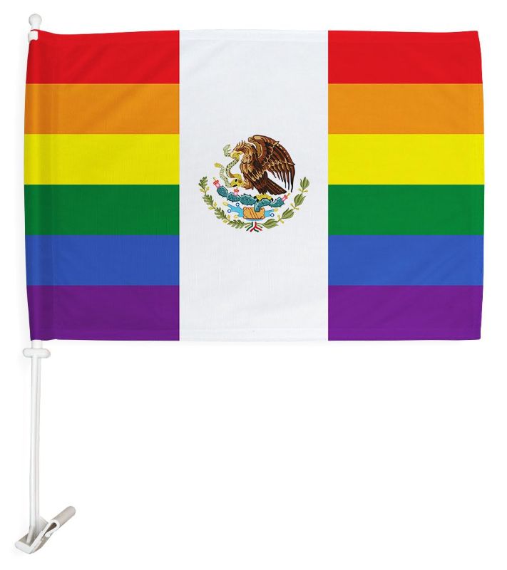Photo 1 of ***FACTORY SEALED***Mexican Pride Cars Decorations Rainbow Flags Bandera Para Carros Window Clip Pole Mount Kit Truck Rod Auto Accessories Poster Month Gifts For Gay Lesbian Queer Transgender Car Decor Made In USA