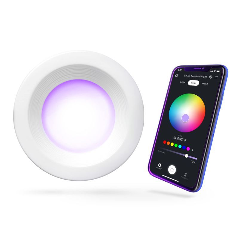 Photo 1 of ***FACTORY SEALED*** GLOBE Electric 50079 Wi-Fi Smart 5"/6" LED Retrofit Recessed Light, No Hub Required, Voice Activated, 11 Watts, Multicolor Changing RBG, Tunable White 2000K - 5000K, 700 Lumens, E26 Adaptor Included