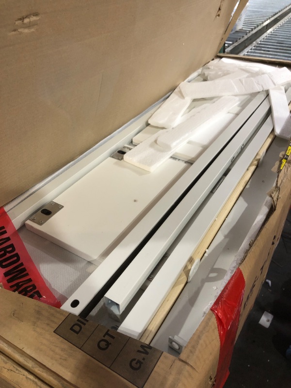 Photo 1 of ****MISSING REMOTE TO LED BOTTOM LIGHTS** Rolanstar Bed Frame Twin Size with Charging Station, Bookcase Headboard Bed with LED Light and Sliding Doors, Platform Bed with Wooden Slats, No Box Spring Needed, Noise Free, White