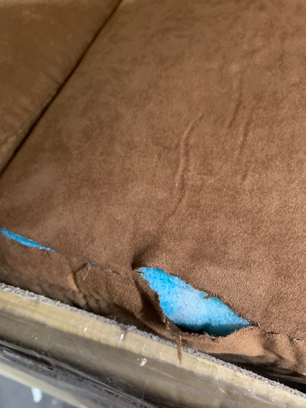 Photo 1 of ***DAMAGED, CUT IN FABRIC***
Amazon Basics Convertible Loveseat Sofa Bed with Memory Foam, Adjustable Positions, Linen Fabric, Modern Sleeper for Small Living Room, Office, Apartment, Brown