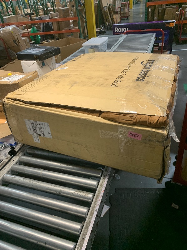 Photo 1 of ***DAMAGED, CUT IN FABRIC***
Amazon Basics Convertible Loveseat Sofa Bed with Memory Foam, Adjustable Positions, Linen Fabric, Modern Sleeper for Small Living Room, Office, Apartment, Brown