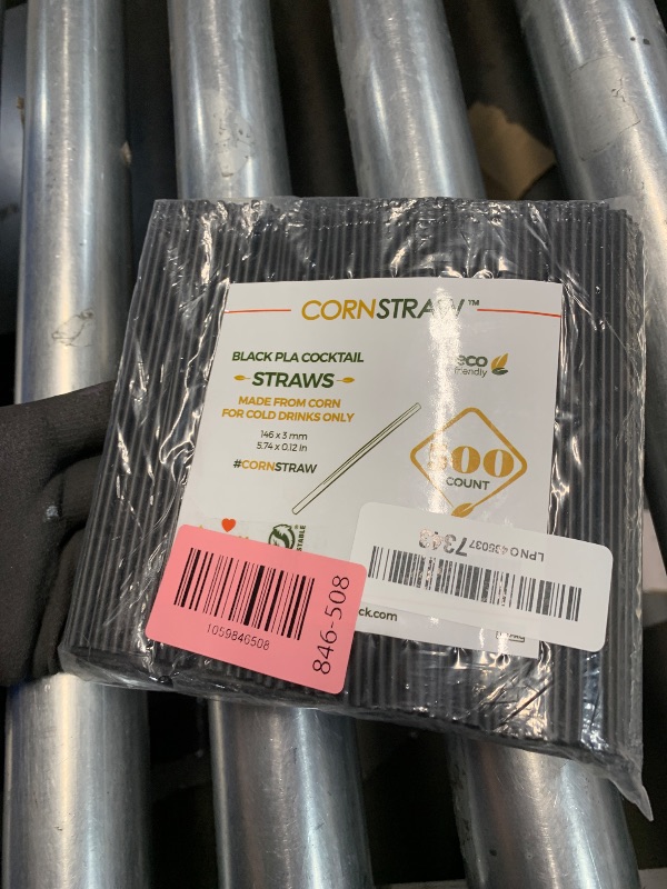Photo 1 of [500 COUNT] CORNSTRAW 5" Short Cocktail Straws, Black PLA Cornstarch Plastic-Free Disposable Small Drink Stirrer, Swizzle Sticks, Mixer, for Cold Drinks, whiskey, Bar, Club, Party