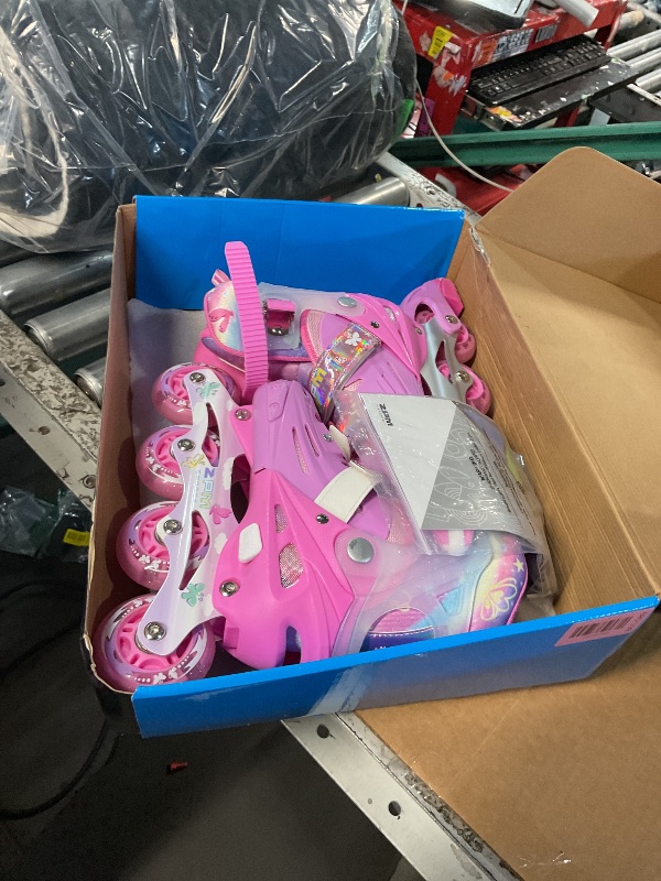Photo 1 of ***MISSING PARTS***
2PM SPORTS Kids Inline Skates Girls Ages 5-8 8-12 4-6 6-12 10-14 with Light Up Wheels, Adjustable Kids Blades Roller Skates for Girls Beginner Youth Outdoor Size 11C 1 2 3 4 5 6 7 8 Pink Butterfly SIZE MED