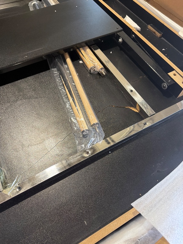 View 2 of ***Pool Table is damaged, see pictures***
***TRUCK/TRAILER PICKUP ONLY***
7 Foot Pool Table for Family, Foldable No Assembly Pool Table with Balls, Cues, Chalk, Rack & Brush, Portable Billiards Game Table for Apartment, Basement, Office & Game Room