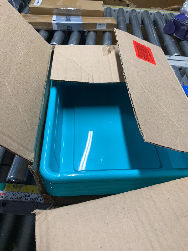 Photo 1 of ***MISSING ONE***
Storex(62522U05C) Letter Size Flat Storage Tray – Organizer Bin for Classroom, Office and Home, Teal, 5-Pack ,10 x 13 x 3 Inches