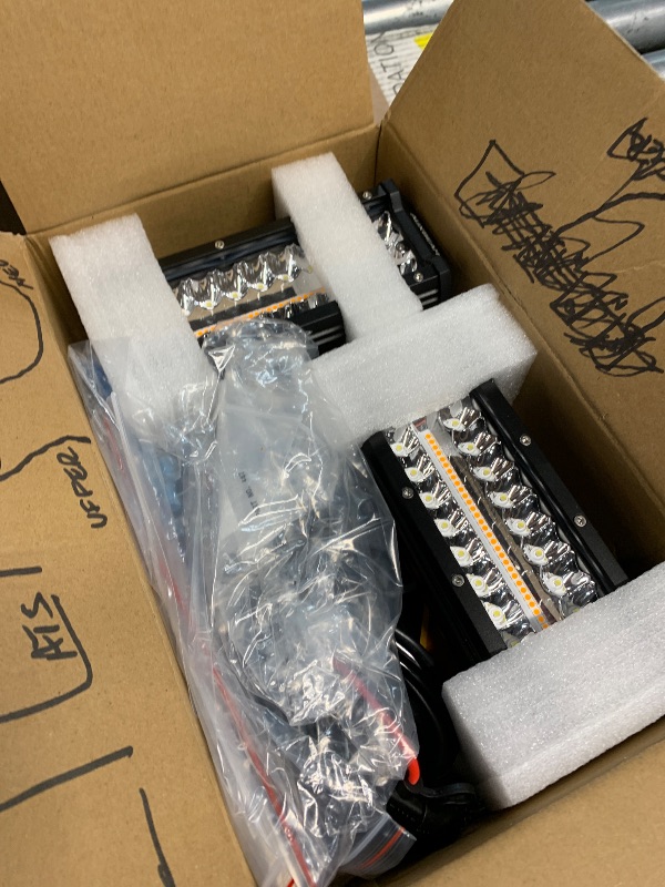 Photo 1 of ***UNABLE TO TEST***Auxbeam 7 Inch 300W LED Light Bar, 6 Modes Strobe Amber Pod Lights Yellow Fog Light Dual Color Spot Flood Offroad Driving Lights, Memory Function LED Work Lights for Truck Car ATV