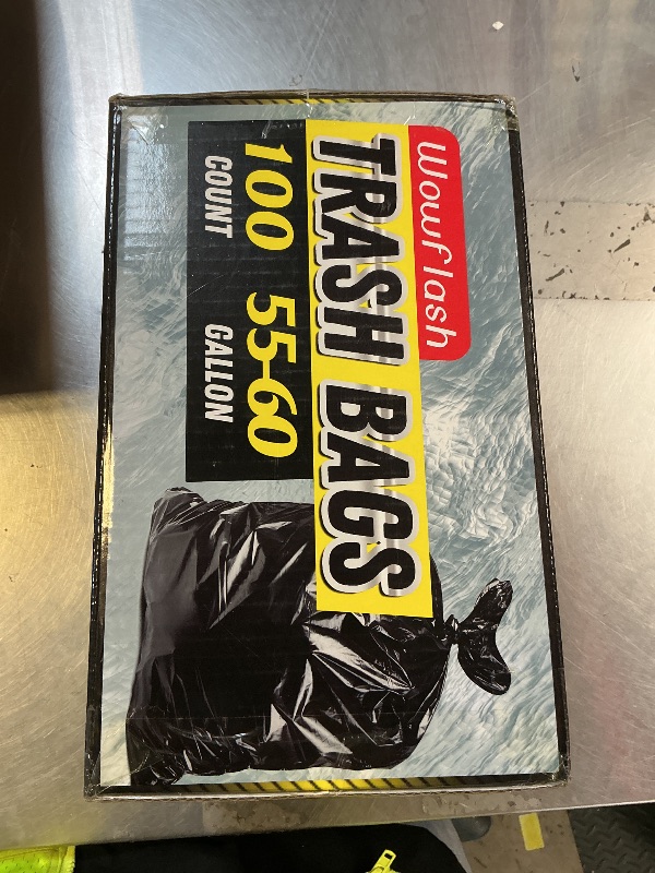 Photo 1 of 100 Count 55-60 Gallon Trash Bags, Sturdy & Tear-Resistant Commercial Can Liners 55 Gallon, Large Garbage Bags, Large Black Trash Bags for Commercial, Lawn and Leaf Bags