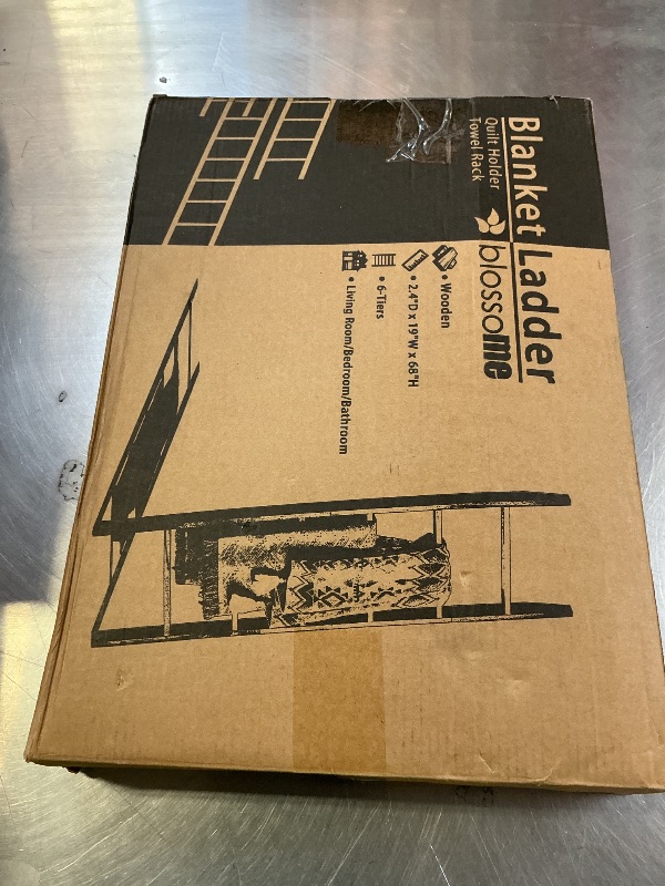 Photo 1 of Blanket Ladder for the Living Room 6-Tier, Wooden Decorative Quilt Holder for Bed room, Wall-Leaning Wood Towel Rack for Bathroom?Rustic Farmhouse Ladders for Display. (Washed brown)