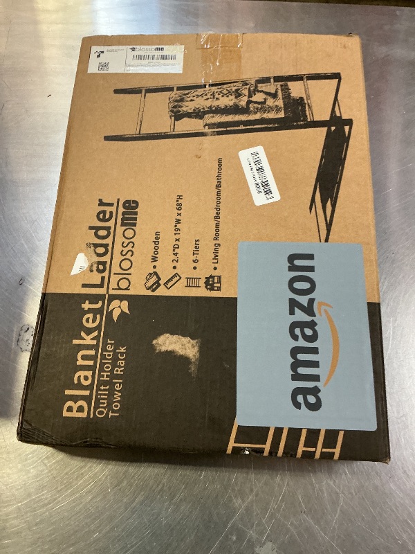 Photo 1 of Blanket Ladder for the Living Room 6-Tier, Wooden Decorative Quilt Holder for Bed room, Wall-Leaning Wood Towel Rack for Bathroom?Rustic Farmhouse Ladders for Display. (Washed brown)