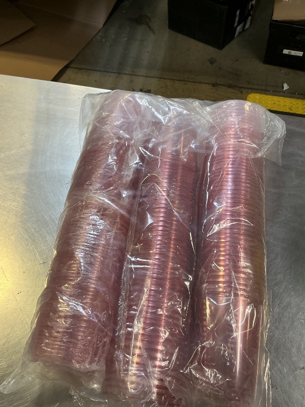 Photo 1 of 100 Sets Disposable Stemless Glasses With Strawless Sip Lids,PET Drinking Cups,Clear Plastic Coffee Cup for Iced Coffee, Smoothie, Cold Beverage, Drink Shop and Christmas Party Supply (Pink, 16 oz)