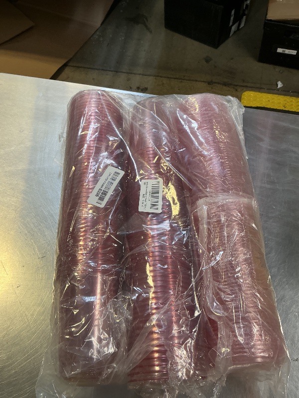 Photo 1 of 100 Sets Disposable Stemless Glasses With Strawless Sip Lids,PET Drinking Cups,Clear Plastic Coffee Cup for Iced Coffee, Smoothie, Cold Beverage, Drink Shop and Christmas Party Supply (Pink, 16 oz)