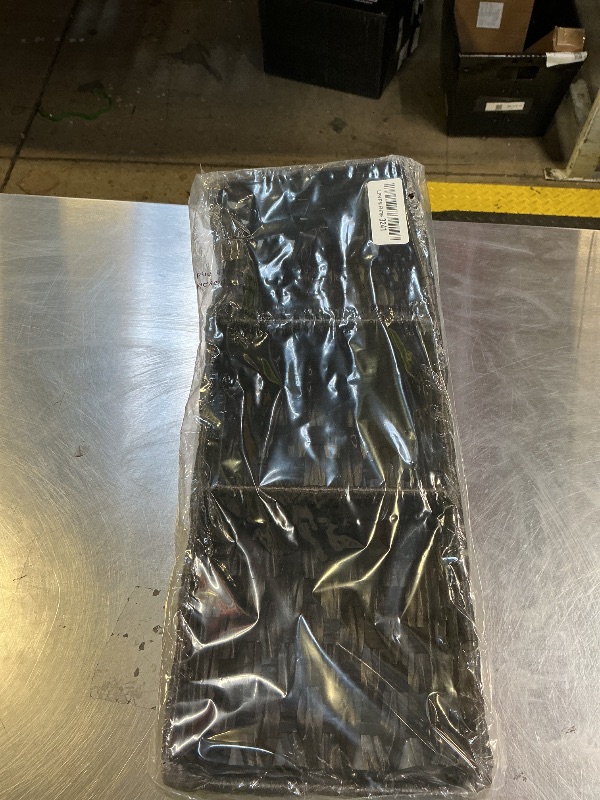 Photo 1 of [Larger Compartments] Toilet Tank Topper Paper Basket - Multiuse Hand Woven Plastic Wicker Basket with Divider for Organizing, Rustic Farmhouse Bathroom Decor, Countertop Organizer Storage, Brown