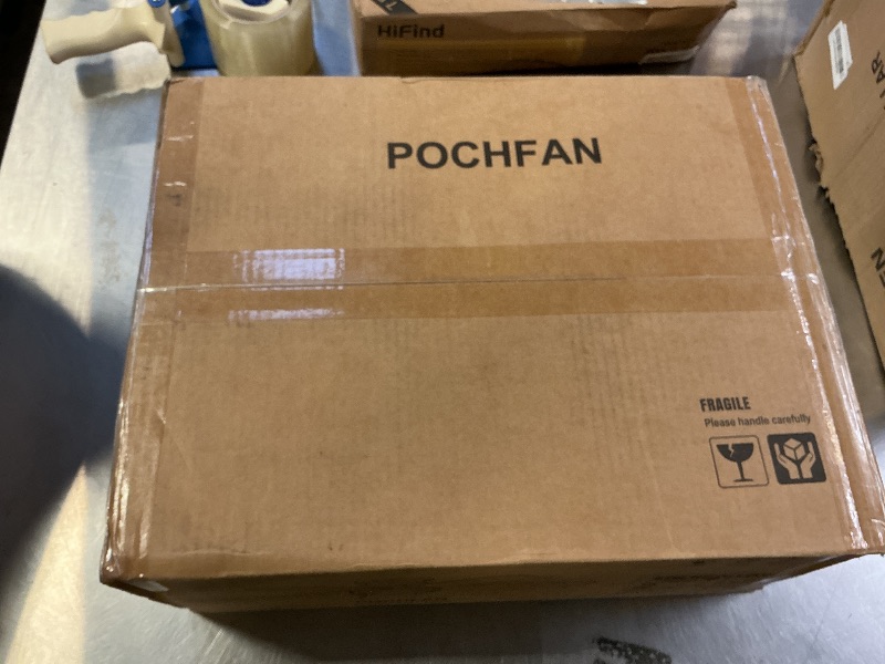 Photo 1 of POCHFAN 42 Inch Black Ceiling Fans with Lights and Remote, LED Low Profile Flush Mount Ceiling Fan for Bedroom, Living Room, Patio, Quiet DC Motor, 5 Blades