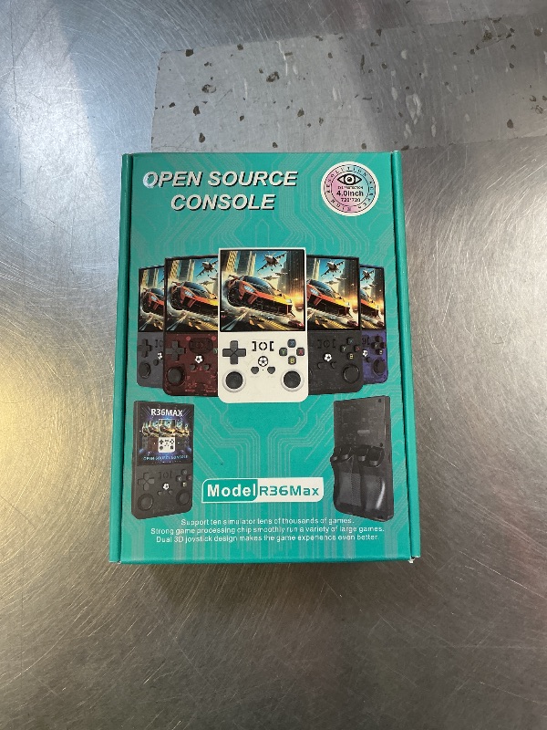 Photo 1 of R36MAX Retro Game Console, Handheld Game Console with 4.0-in IPS HD Screen?Video Game Consoles with 64GB Memory, Portable Games Consoles with Storage Bag?Black?