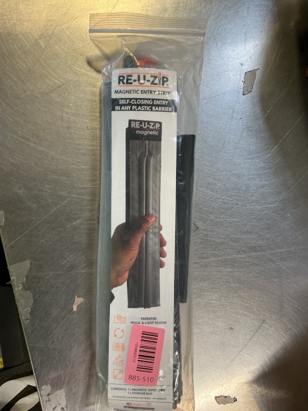 Photo 1 of RE-U-ZIP® Self-Closing Magnetic Entry Strip | Hands-Free Dust Barrier Zipper Alternative for Plastic Sheeting | Reusable, Custom Placement & Works Under Negative Air | 3-Pack