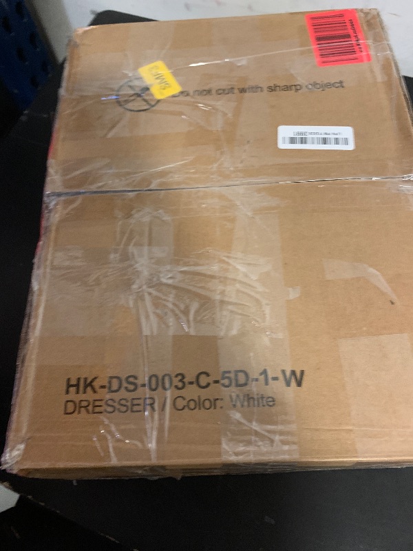 Photo 1 of **INCOMPLETE** Furnulem 5 Drawers Dresser with Charging Station, Tall Night Stand with Open Shelf, Storage Tower with PVC & Fabric Drawer, Bedside Table for Bedroom, Closet, Entryway, 3 Ways to Use, White