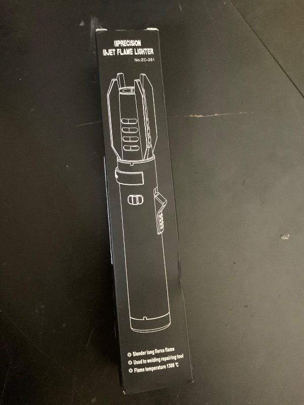 Photo 1 of Camping Lighter, Torch Lighter, Straight Flame Bright Fire Refillable Windproof Adjustable Color with Safety Lock for Campfires Kitchen Hiking Candles Fireplace BBQ Outdoor Essentials (Black)