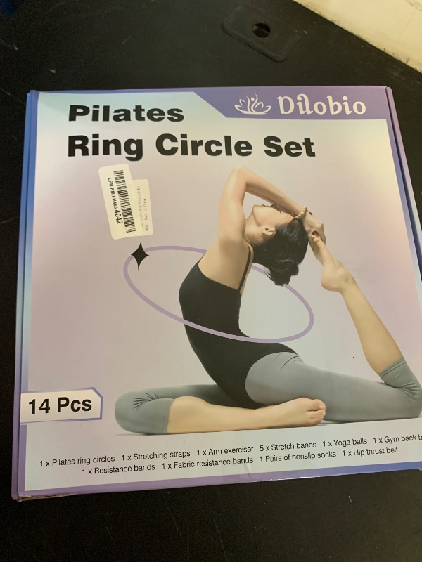 Photo 1 of Dilobio Pilates Kit, Home Pilates Workout Kit for Women, Pilates Equipment Ring and Ball Set, 13" Magic Circle with 5 Resistance Bands, Hip Thrust Belt & Accessories, Toning Fitness Starter Set (Pink)