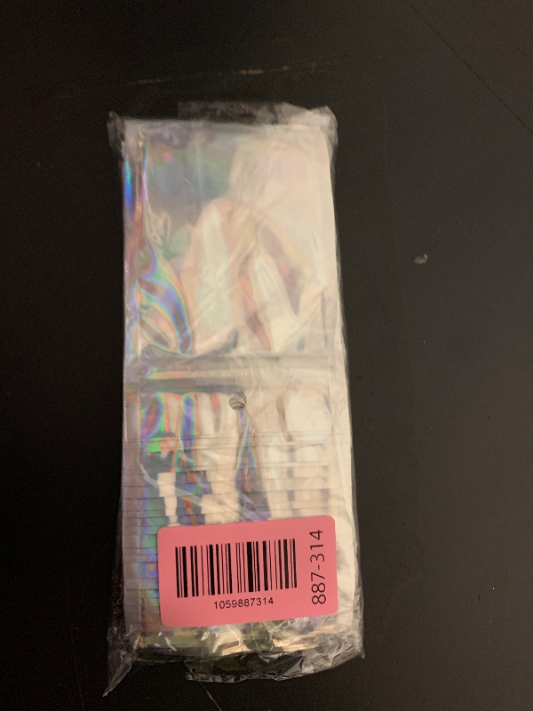 Photo 1 of 100 Pack Holographic Resealable Plastic Bags for Food Storage, Zipper Bags with Clear Front Window, Packaging Pouch for Small Business (100 Pack, 3x4.8 inch)