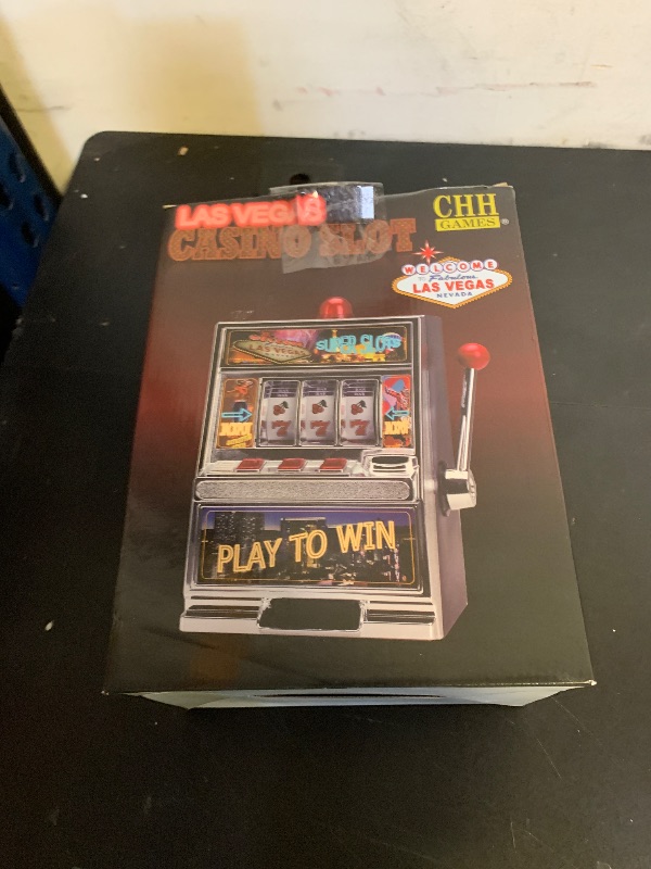 Photo 1 of 12.5" Large Play to Win Slot Machine Figurine - Black & Aluminum
