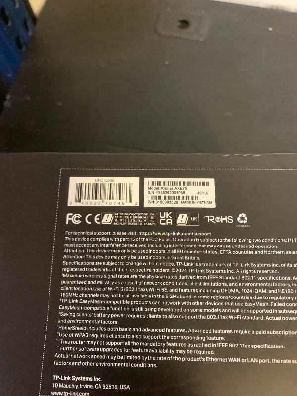 Photo 1 of TP-Link AXE5400 Tri-Band WiFi 6E Router (Archer AXE75), 2025 PCMag Editors' Choice, Gigabit Internet for Gaming & Streaming, New 6GHz Band, 160MHz, OneMesh, Quad-Core CPU, VPN & WPA3 Security