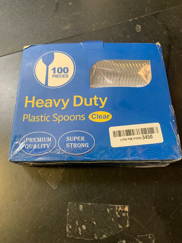 Photo 1 of [100 Count] Clear Plastic Spoons Heavy Duty, Premium Disposable Spoons, Durable Plastic Cutlery for for Parties, Picnics, Big Event, Daily Use - Heat Resistant & BPA Free - Clear