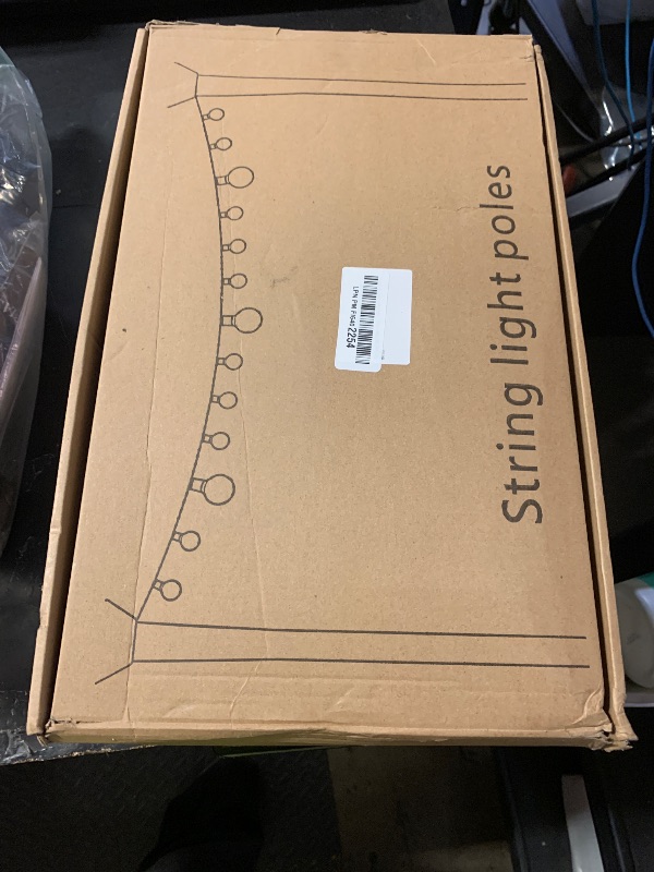 Photo 1 of 10Ft String Light Poles 4 Pack,Light Poles for Outside Lights,Outdoor with Fence Brackets Hanging Lights,Metal Stand Deck Patio Backyard