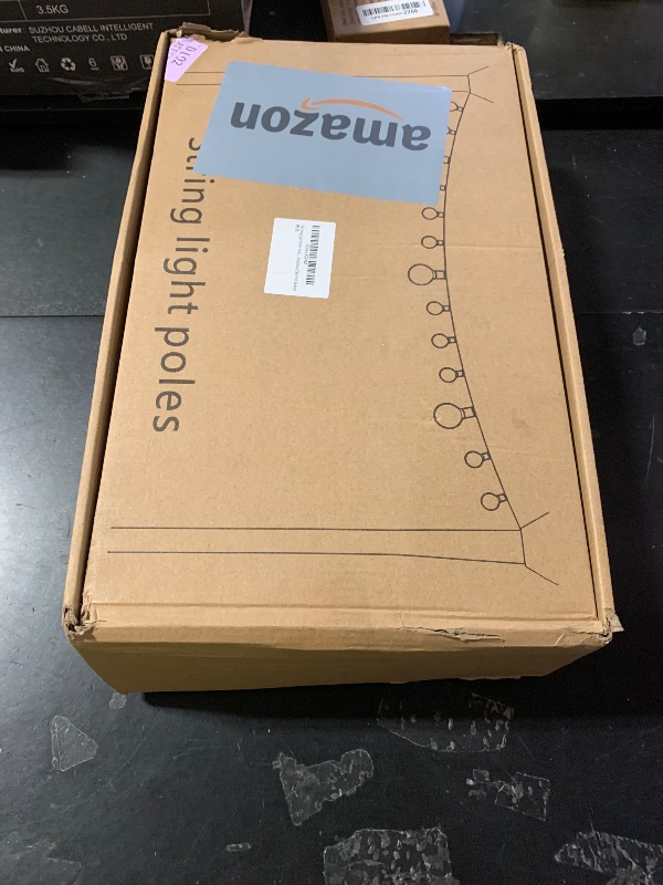 Photo 1 of 10Ft String Light Poles 4 Pack,Light Poles for Outside Lights,Outdoor with Fence Brackets Hanging Lights,Metal Stand Deck Patio Backyard