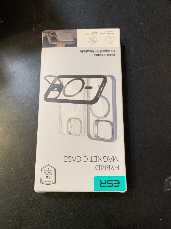 Photo 1 of ESR for iPhone 16 Case, Compatible with, Military-Grade Protective Case, Built-in Stash Stand Phone Case, Scratch-Resistant Back Cover, Classic Series, Clear Black